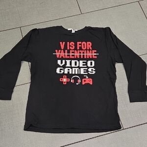 Black Video Games Themed Long Sleeve Shirt